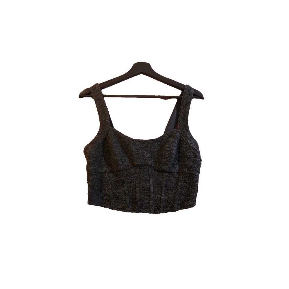 H&M Black Tweed Bustier Crop Top S Corset Bralette Y2K Going Out